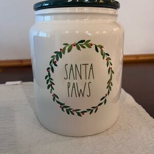 Santa Paws Ceramic Jar - White and Green
